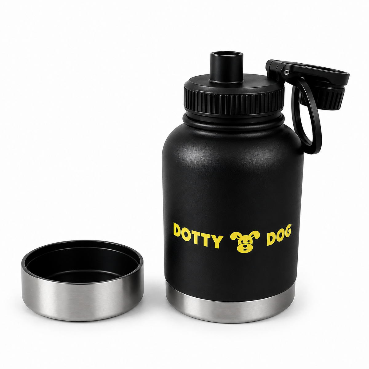 Dotty Dog 3-in-1 Water Bottle: Black